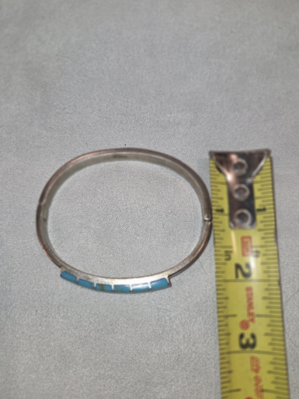 Vintage Mexican Silver Bracelet 925 with Bright Turquoise Inlay Southwestern - Picture 5 of 12